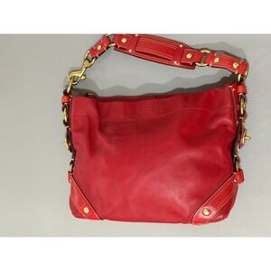 Coach 10615 Ergo Hobo Bag Womens Red Leather Brass Hardware Good Condition